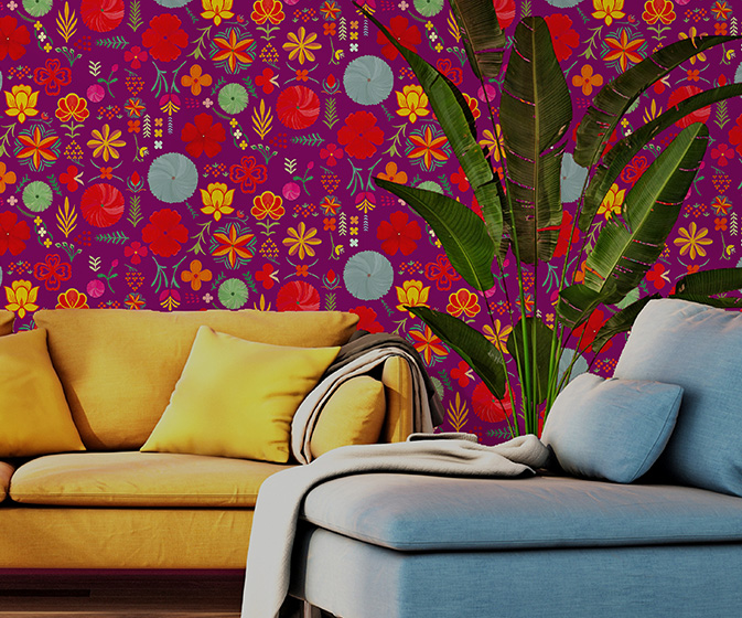 Indie Boho - Pop! wallcovering from Nilaya by Asian Paints Indie Boho - Pop! wallcovering from Nilaya by Asian Paints