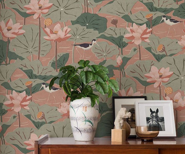 Nal Sarovar - Lotus & Stilts wallcovering from Nilaya by Asian Paints Nal Sarovar - Lotus & Stilts wallcovering from Nilaya by Asian Paints
