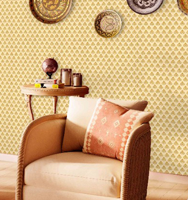 Aged Effected Textured Washable and Removable Wallcoverings Cream and Blue Brush Effected Self Patterned Wallpaper