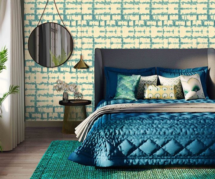 turquoise wallpaper for bedroom