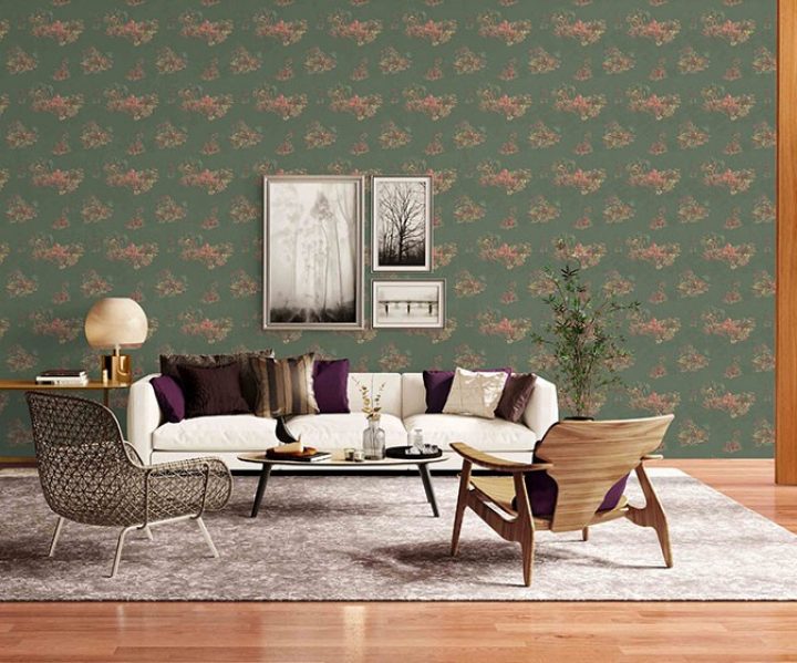 India Moghol Patiala Green W109wi30s75, Living Room Wallpaper Design India