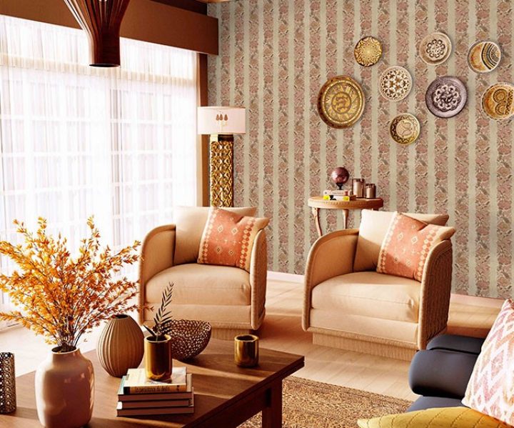 Contemporary wallpaper  CHINTZ  ARTE  fabric  patterned  fabric look