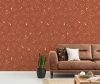 Pillows on brown leather settee in white living room interior with plant and copy space. Real photo Pillows on brown leather settee in white living room interior with plant and copy space. Real photo