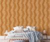 Beige and blue bedroom interior background, 3d render