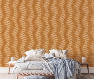 Beige and blue bedroom interior background, 3d render