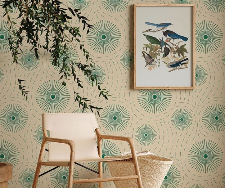 Mock up frame in home interior background, beige room with minimal decor