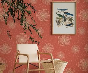 Mock up frame in home interior background, beige room with minimal decor