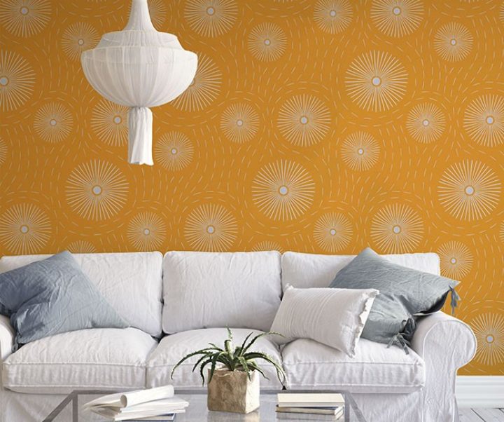 Mock-up poster background in living room interior, 3d render