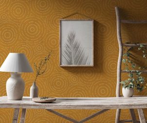 Mockup frame in Nomadic style interior background, 3d render