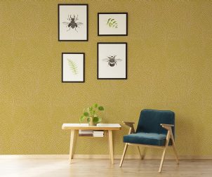 Bright flat interior with artwork