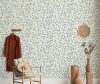 Home interior background with wicker furniture and decor, empty white wall mockup, 3d render Home interior background with wicker furniture and decor, empty white wall mockup, 3d render