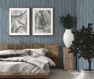 Mockup frame in luxury bedroom interior, loft style, 3d render