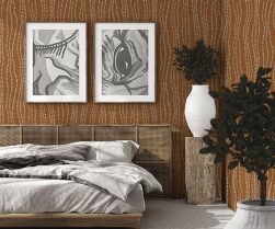 Mockup frame in luxury bedroom interior, loft style, 3d render