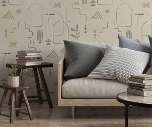 Mock up poster, Scandinavian living room concept design, 3d render, 3d illustration