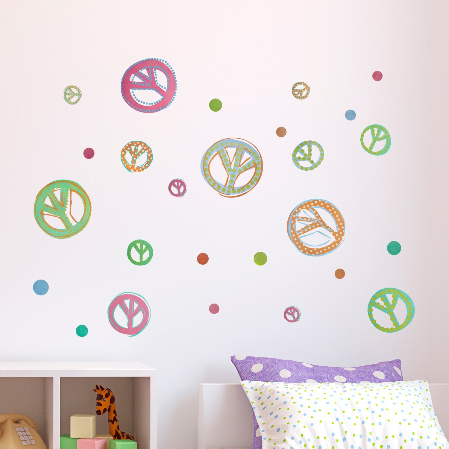 Peace Signs Glitter Wall Sticker