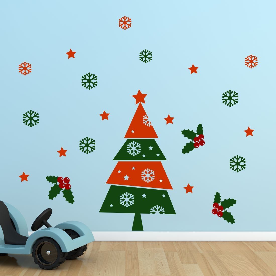 Beautiful Christmas Tree With Snowflakes And Stars - Wall Stickers ...