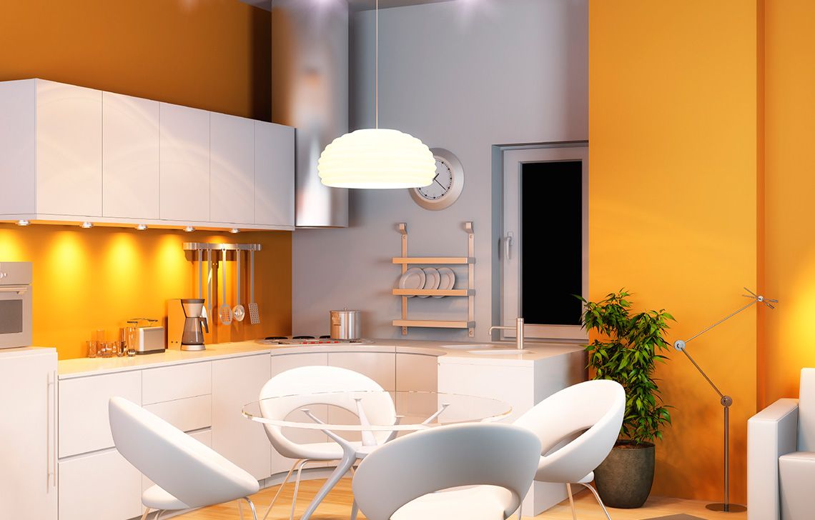 Contemporary orange for a sleek kitchen