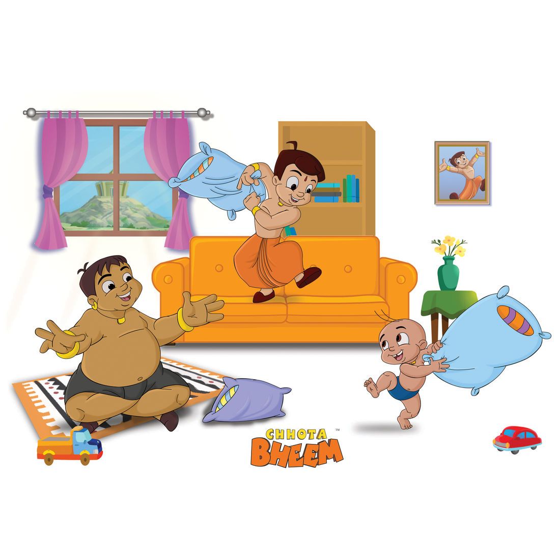 Asian Paints Wall Ons Chhota Bheem Pillow Fight Wall Sticker