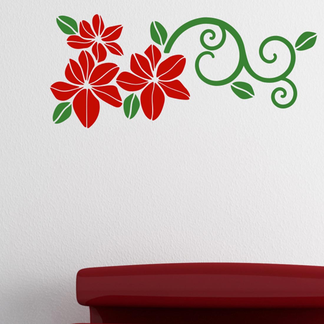 Floral Green branches with Red Flowers Wall Stickers & Decals by