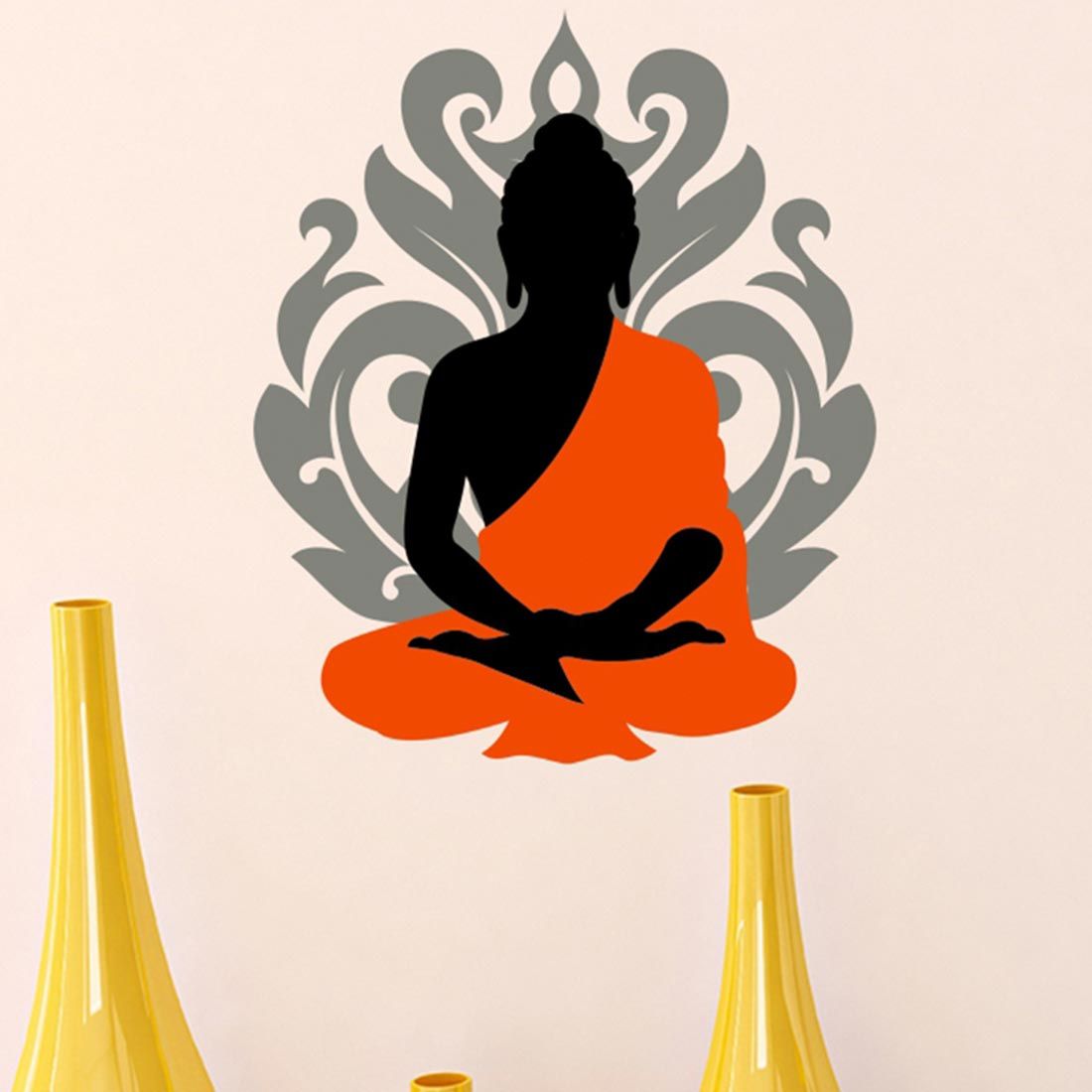 Orange Buddha Sitting - Wall Stickers & Decals by Asian Paints