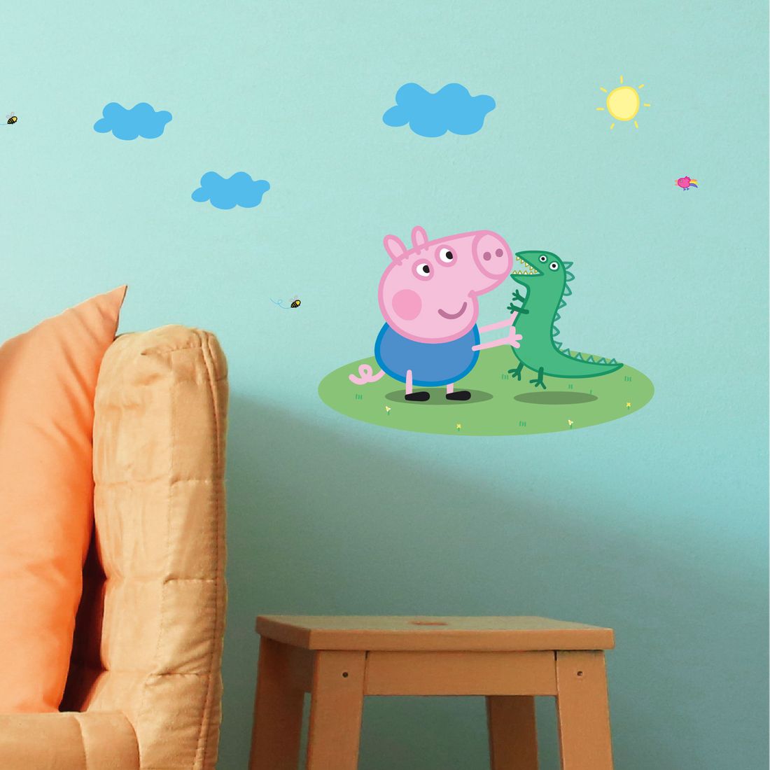 Asian Paints Wall Ons Peppa Pig Captain George With Mr Dinosaur Wall Sticker