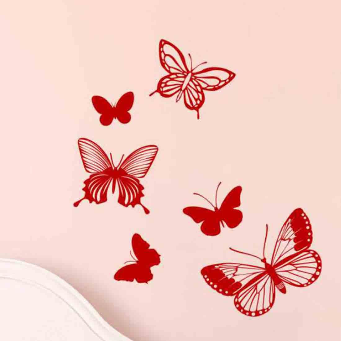 Red Intricate Butterflies Wall Sticker - Online Shop Asian Paints