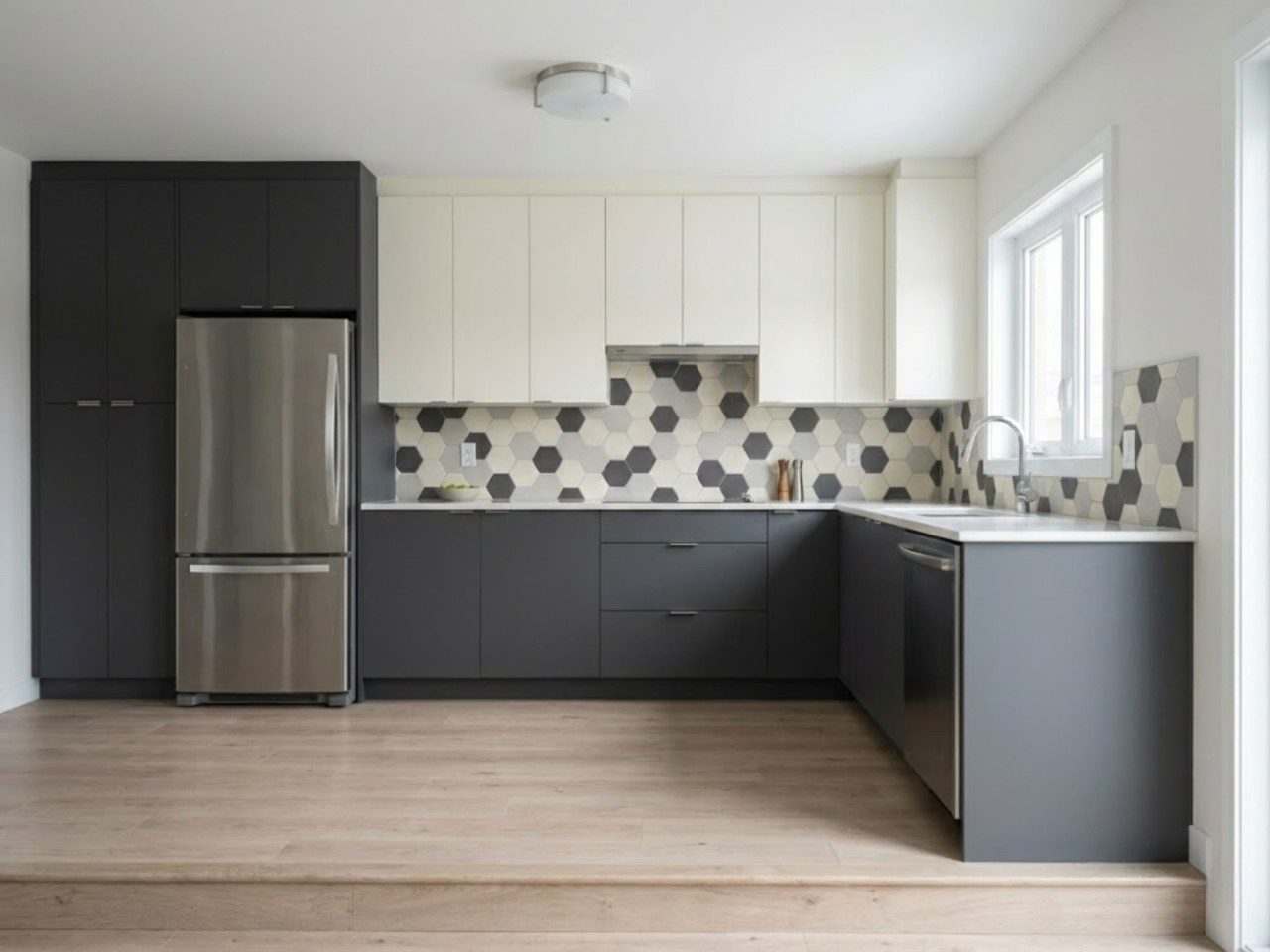 Contemporary kitchen with sleek cabinets Modern kitchen with backsplash and cabinets - Beautiful Homes