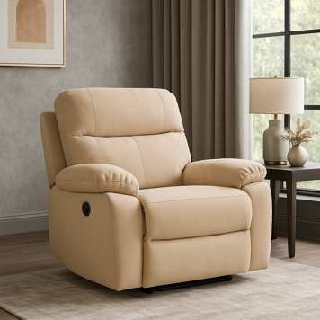 Nevita Manual Recliner in Beige Fabric