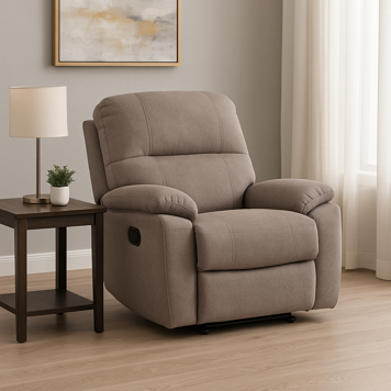 Nevita Manual Recliner in L.Grey Fabric