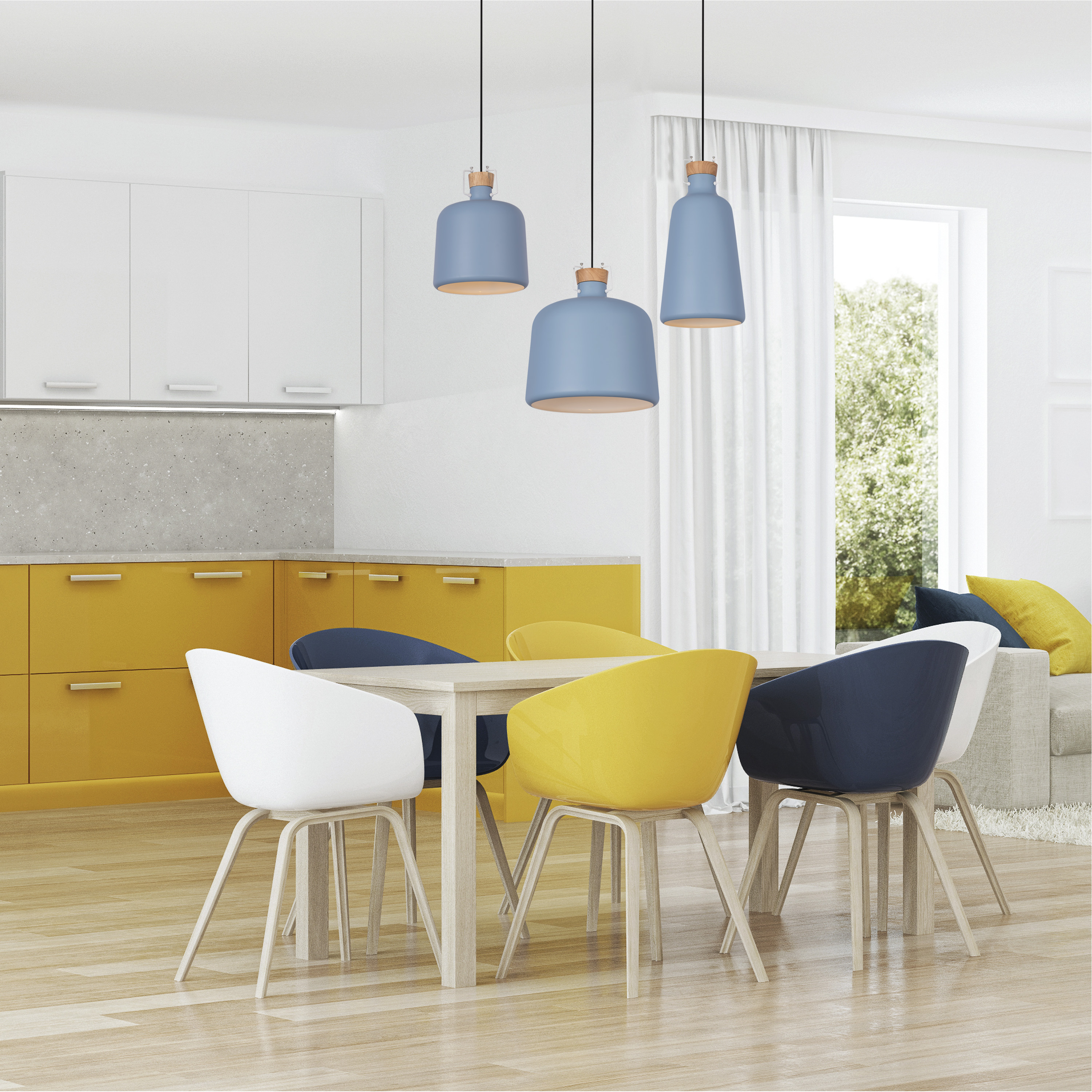 Bliss Blue Trio Pendant Light