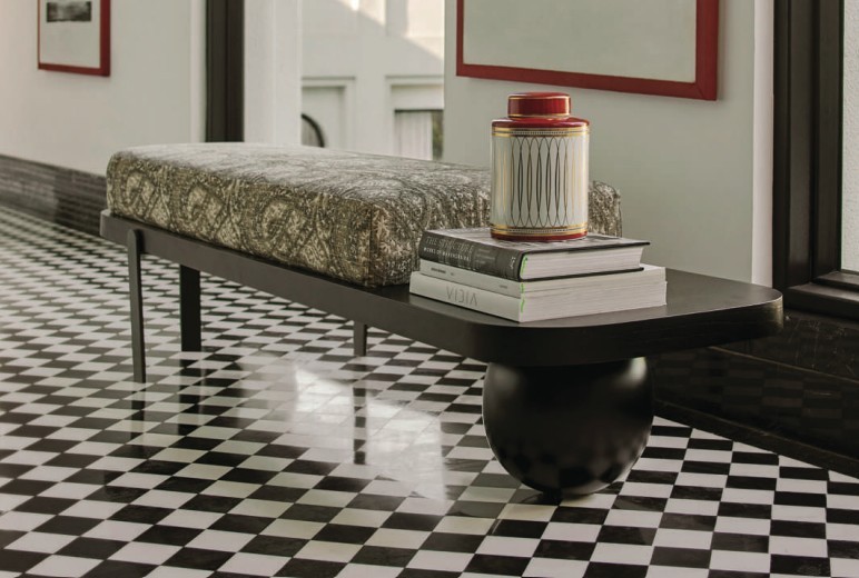Ares Bench in Fabric Upholstery