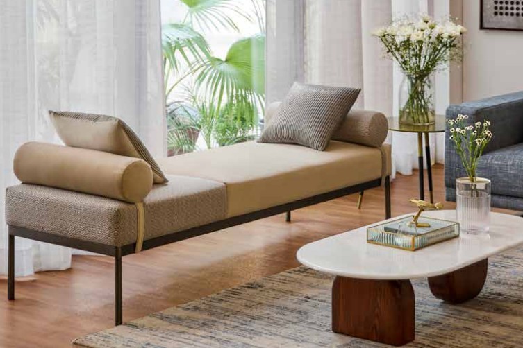 Hera Bench in Fabric Upholstery