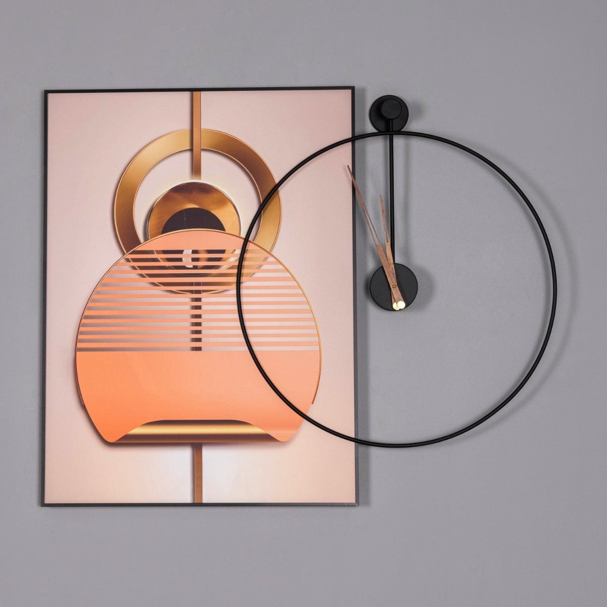 Timely Action (Orange/ Black/ Gold) Wall Art Clock