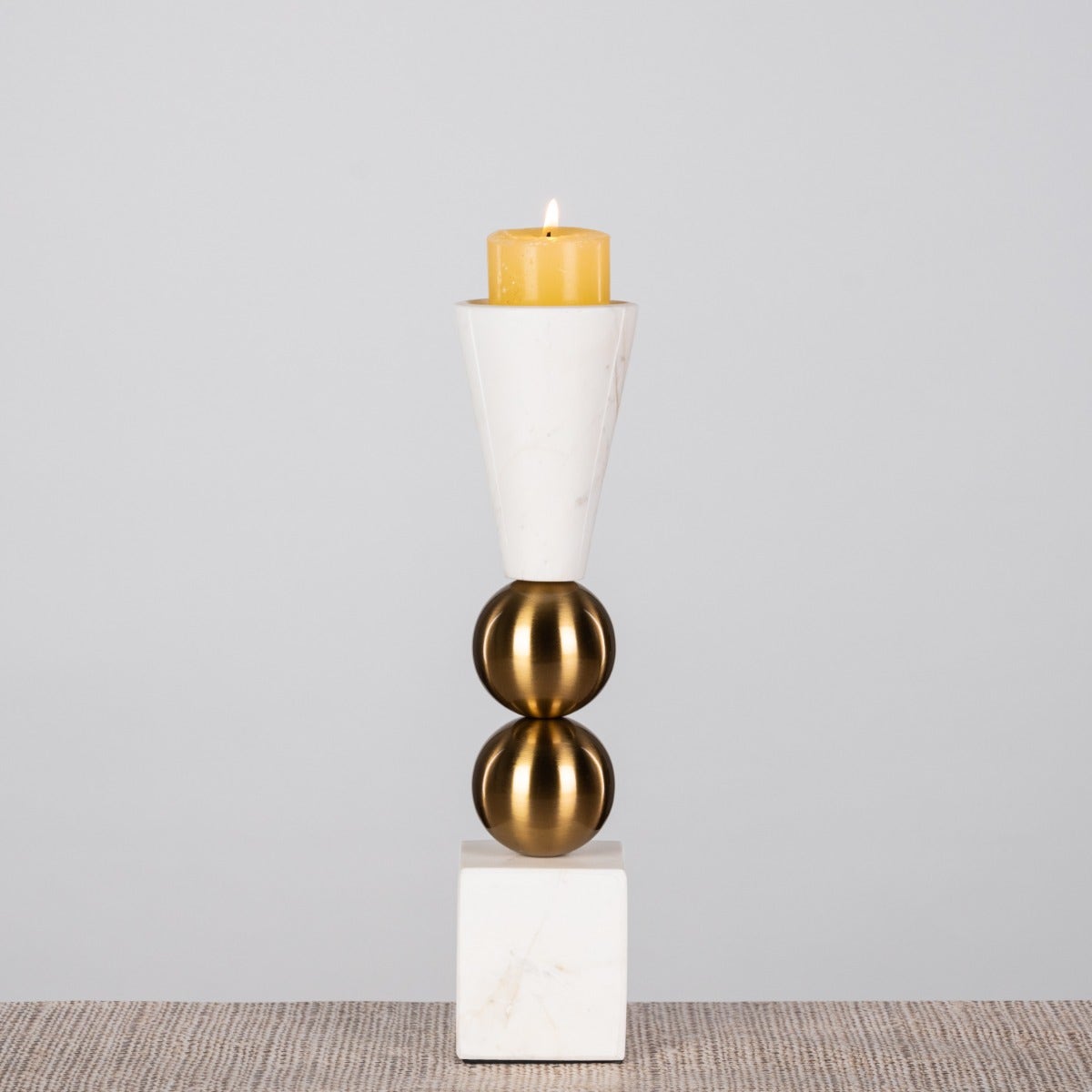 Glow Getter Double (White) Marble Candle Holder