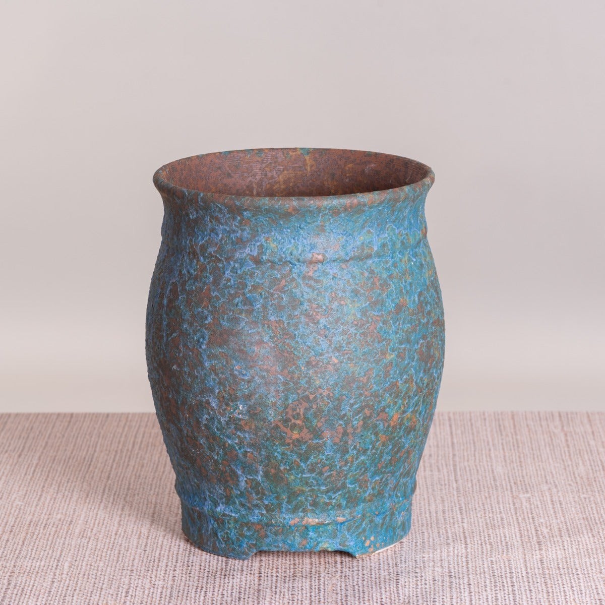 Garden Queen (Ocean Blue / Rustic Copper Red) Ceramic Planter