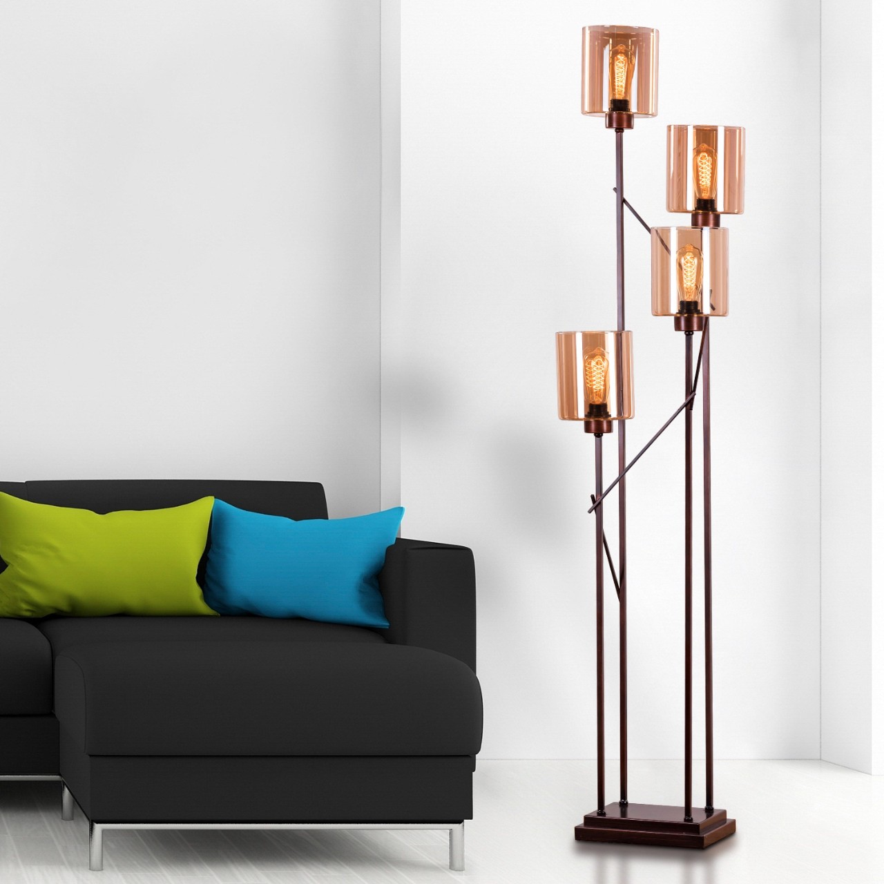 The Golden Cluster (Antique Coffee) Glass Floor Lamp