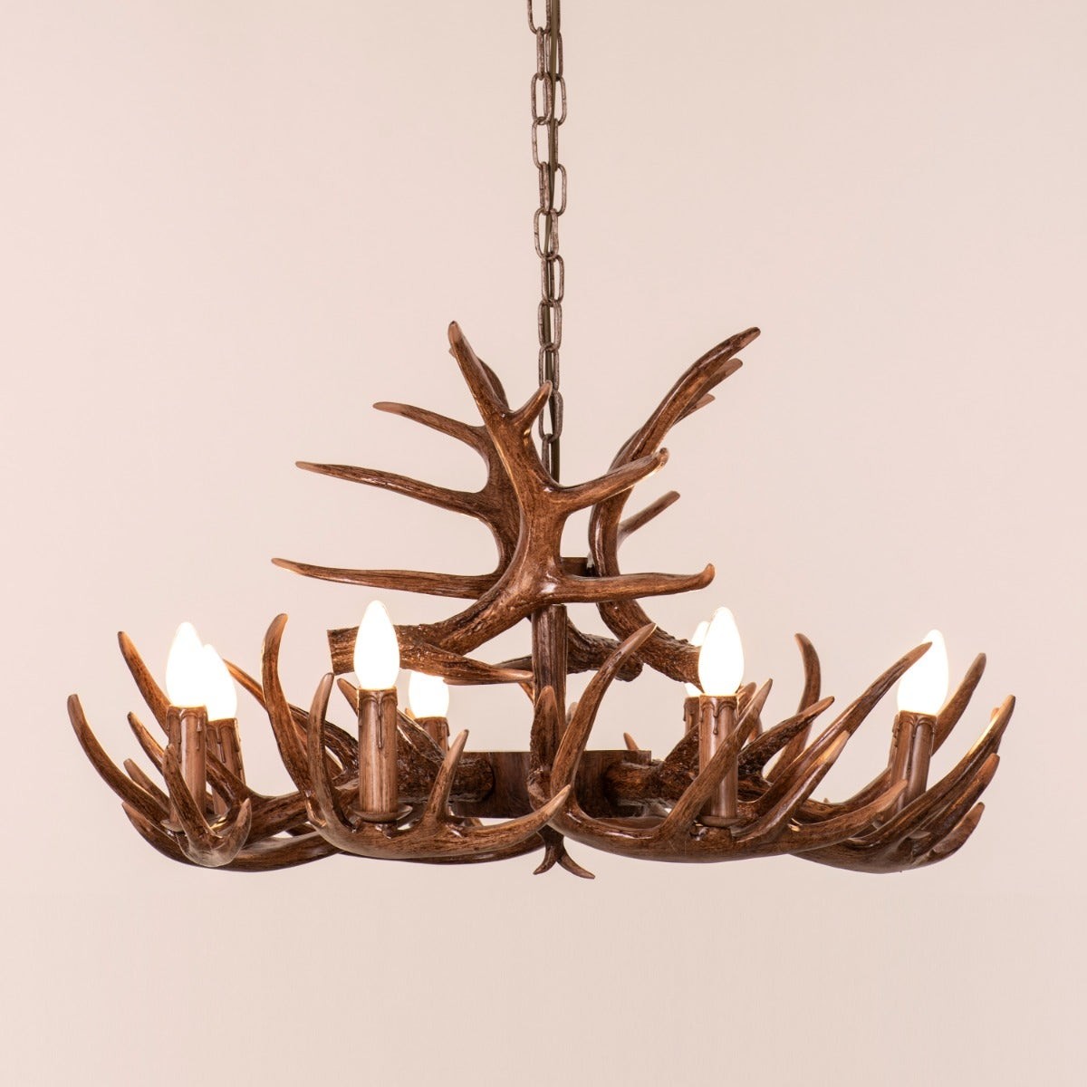 Ski Chalet (Large, Wooden) Antler Chandelier