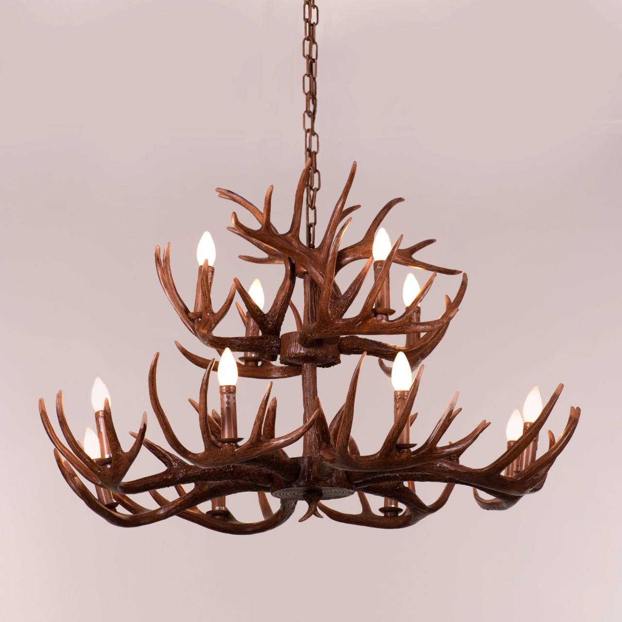 Ski Season (Large, Brown) Antler Chandelier