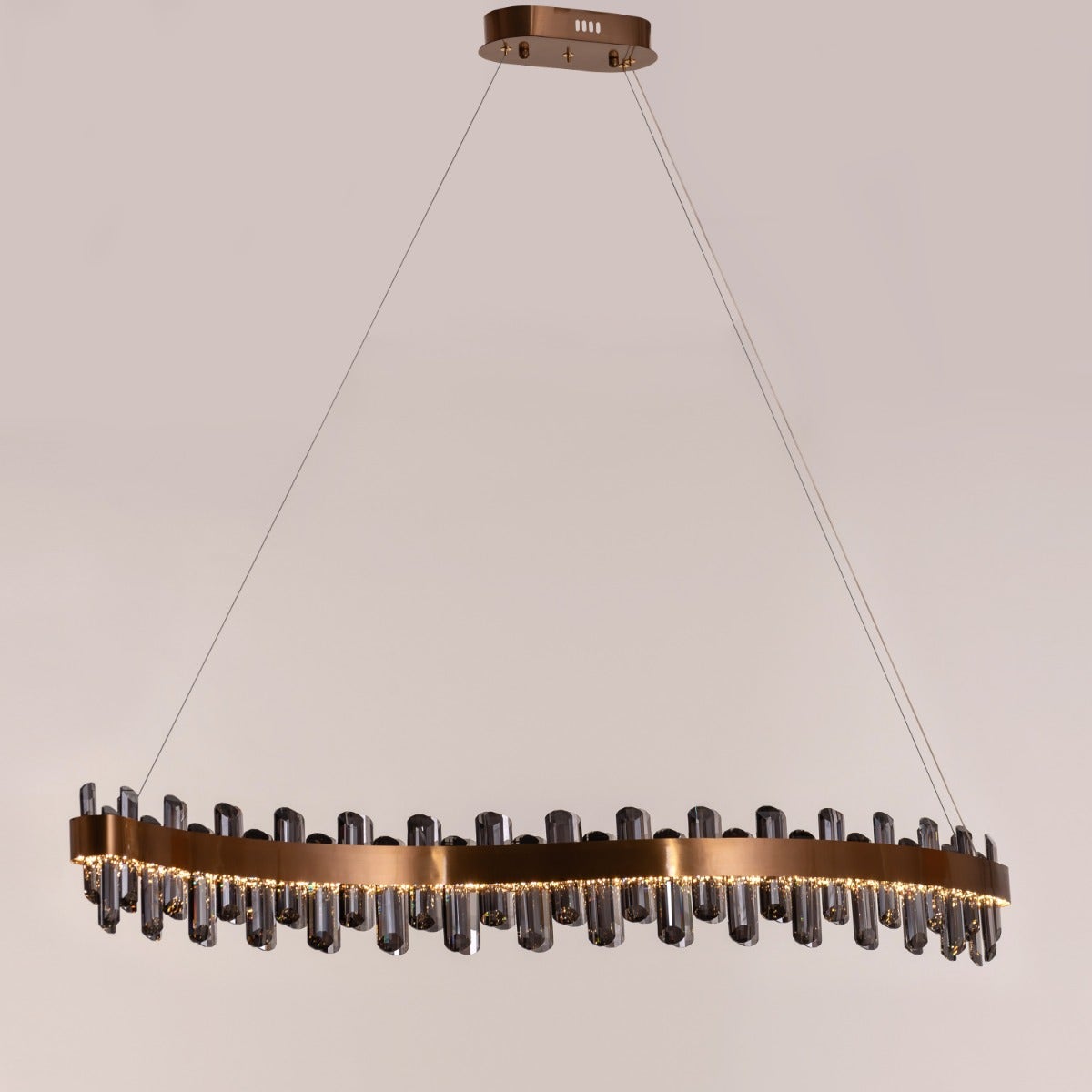 Start From Scratch (Large, Smokey Grey, Dimmable LED with Remote Control) Long Crystal Chandelier