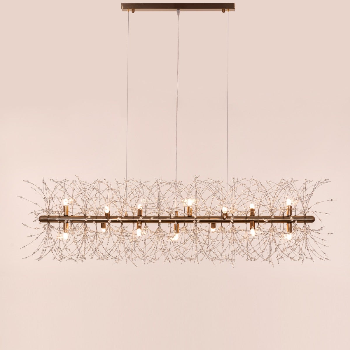 Touch The Clouds (Large, Gold) Rectangular Crystal Chandelier