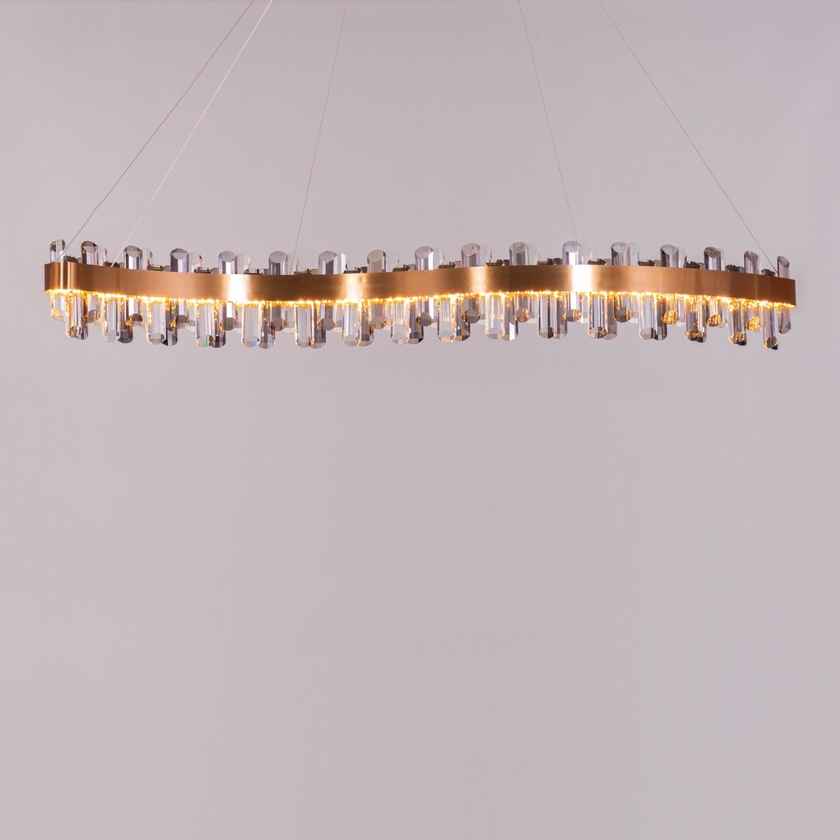 Start From Scratch (Large, Clear & Smokey Grey, Dimmable LED with Remote Control) Long Crystal Chandelier