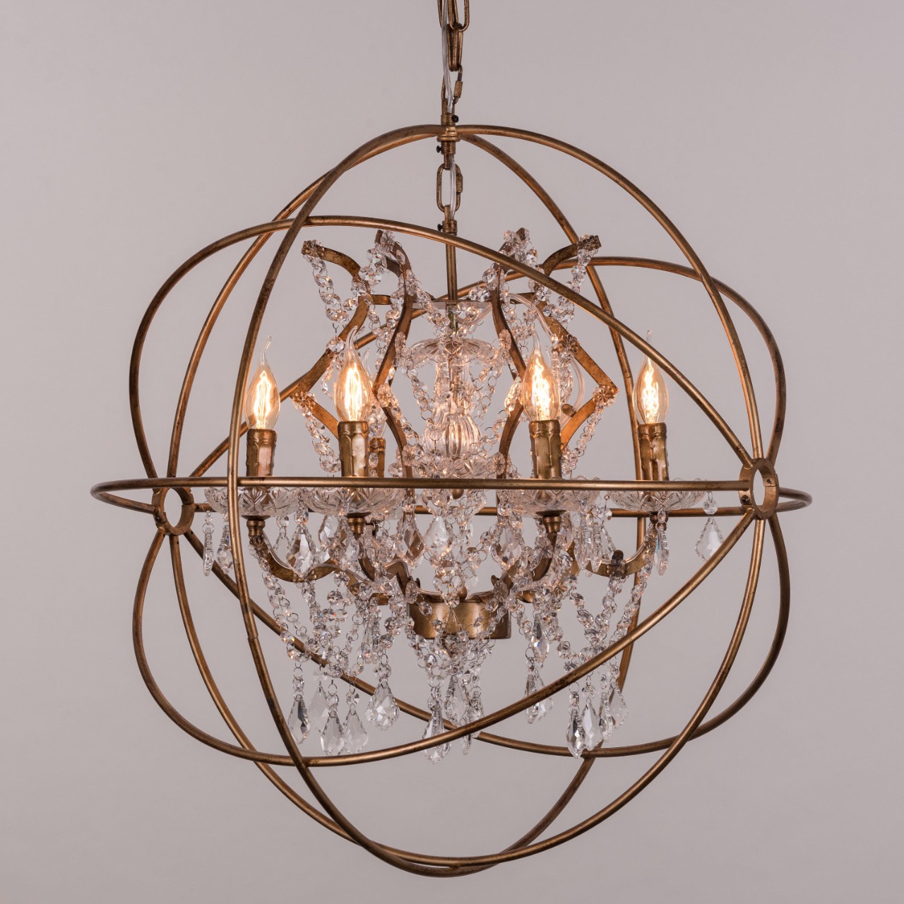 Moonlight Rendezvous (Large, Antique Gold) Crystal Chandelier