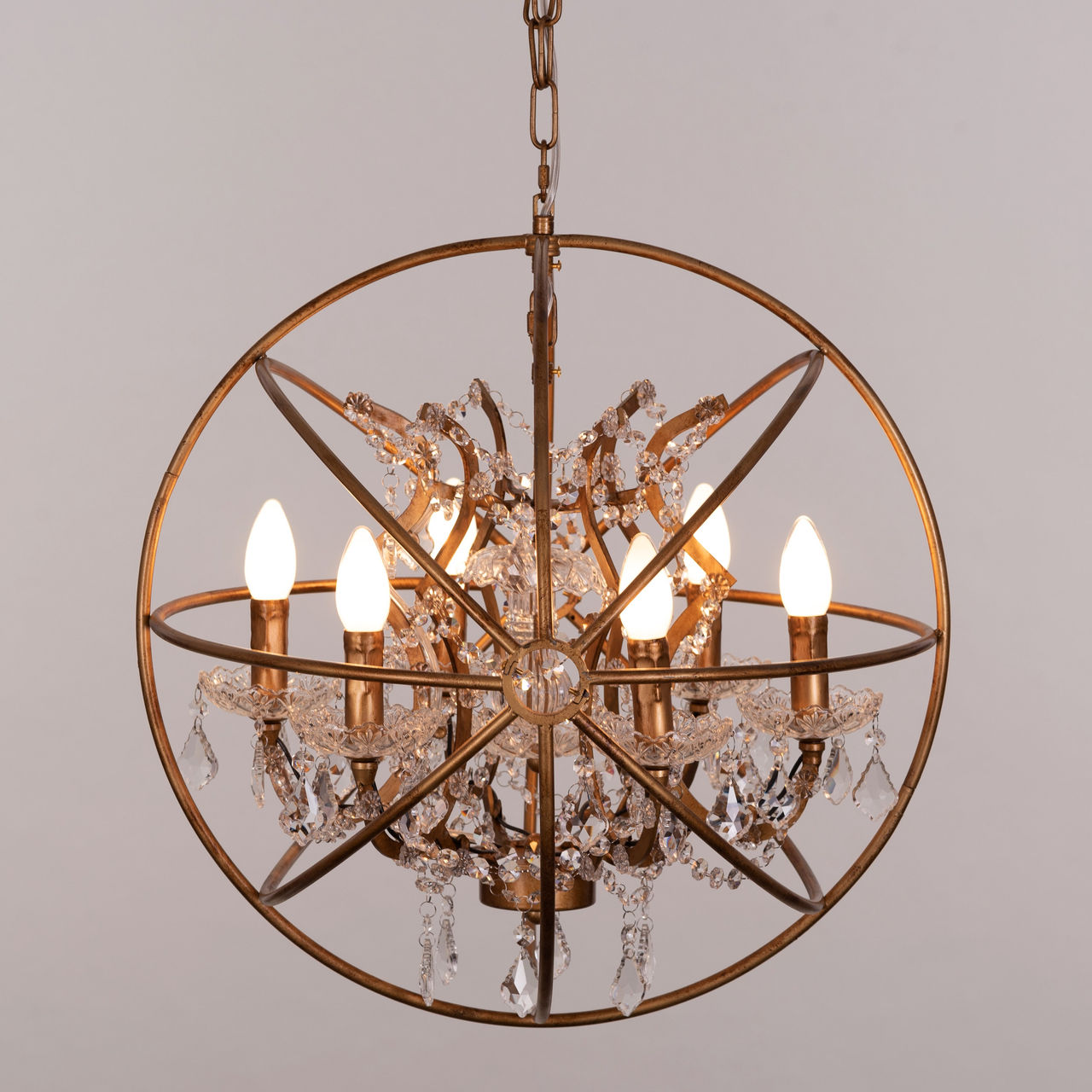 Moonlight Rendezvous (Small, Antique Gold) Crystal Chandelier