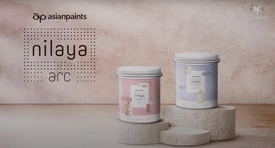 Asian Paints Nilaya Arc paint tins on display