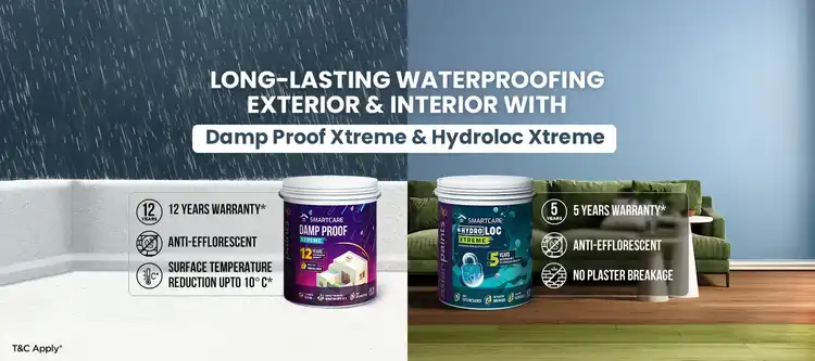 Banner image for waterproofing products for exterior and interior by Asian Paints