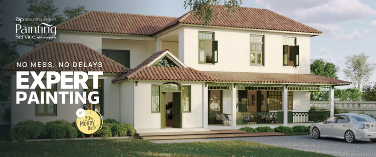 Expert painting with no mess and no delays - freshly painted two-storey house exterior