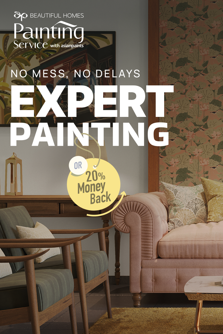 Expert painting with no mess and no delays - living room with floral wallpaper